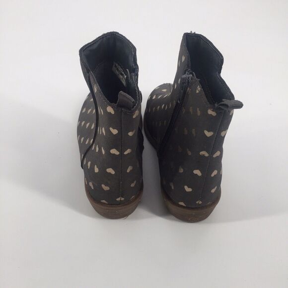 Carter's Heart Print Ankle Boots Size 12 Toddler Gray Gold Booties Kids Girls - Picture 3 of 9